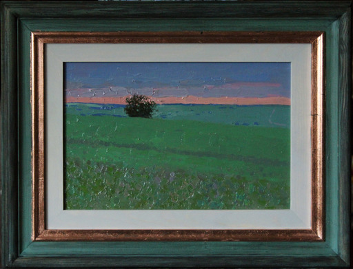 Simon L. KOZHIN - Painting - Sunset in a pea field