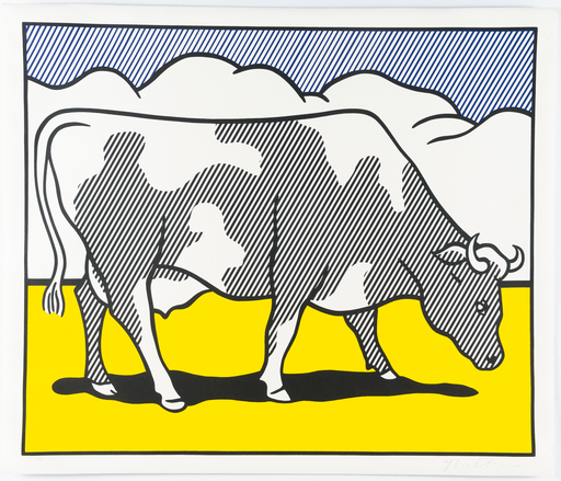 Roy LICHTENSTEIN - Estampe-Multiple - COW TRIPTYCH - COW GOING ABSTRACT