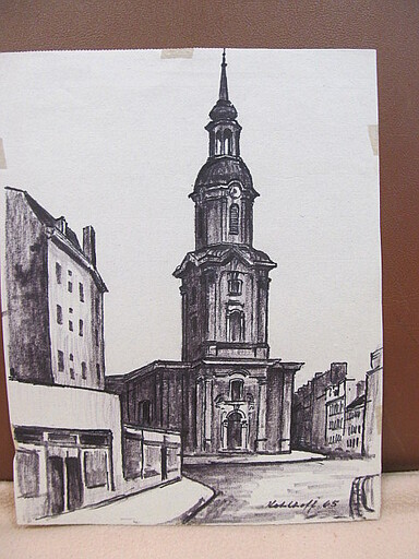 Walter KOHLHOFF - Disegno Acquarello - Hoher Kirchturm