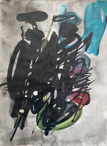 Ladislas KIJNO - Dessin-Aquarelle - Composition en couleurs