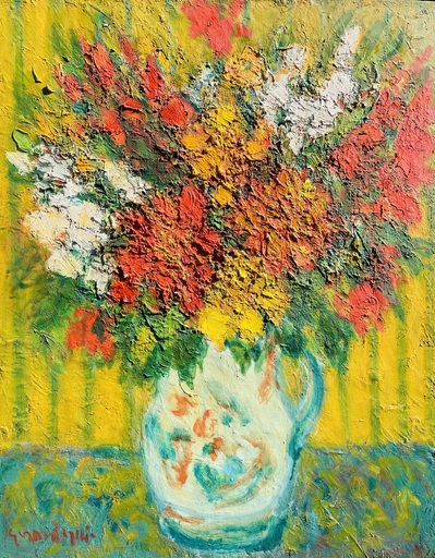 Lydie GÉRARD - 绘画 - Bouquet de fleurs dans un vase 