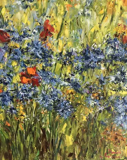 Diana MALIVANI - Painting - Cornflowers