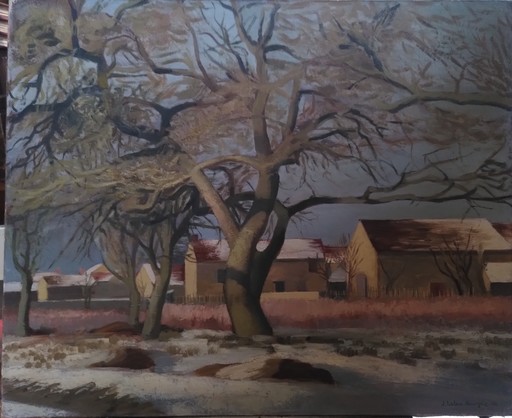 J. LELEU-BOURGOIN - Painting - Paysage de Bois-le-Roi neige enneigé