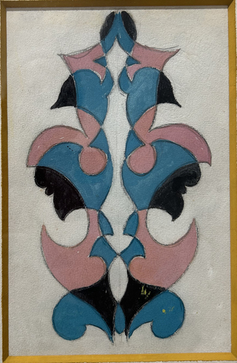 Giacomo BALLA - Drawing-Watercolor - Motivo per fiore Futurista rosa verde acqua e nero  