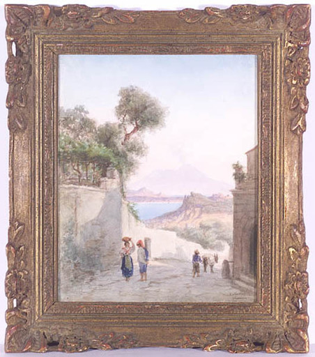 Virginia LARSSON - Dibujo Acuarela - "Motif of Ischia near Naples", Watercolor, late 19th Century