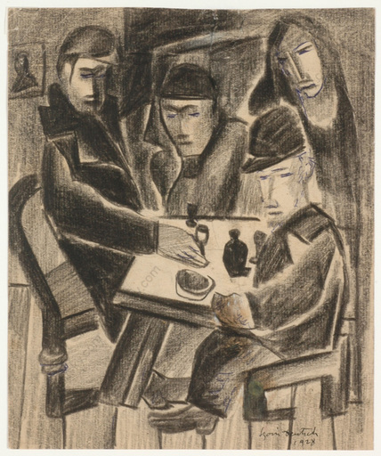 Boris DEUTSCH - Disegno Acquarello - Boris Deutsch (1892-1978) "Tavern scene", drawing, 1928