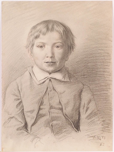 Karl JOBST - Dibujo Acuarela - "Portrait of a Boy", Drawing, 1883