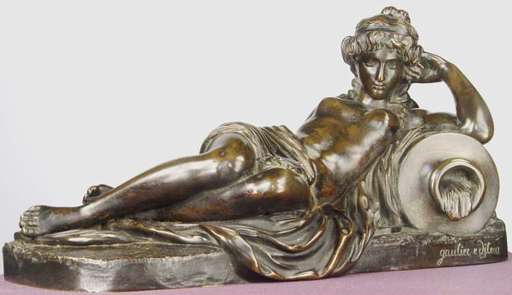 CLODION - Scultura Volume - Reclining Nude With Amphora