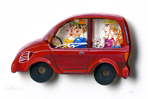 David GERSTEIN - Dibujo Acuarela - Family Car