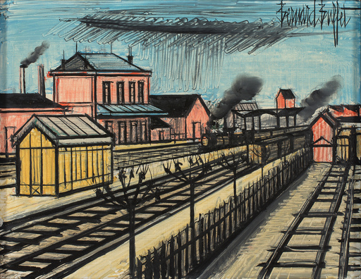 Bernard BUFFET - Painting - La Gare