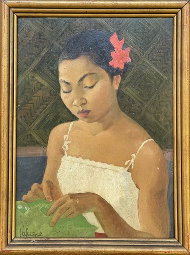Léa LAFUGIE - Painting -  LAFUGIE Léa (1890-1972) - Portrait d’une jeune Cambodgienne