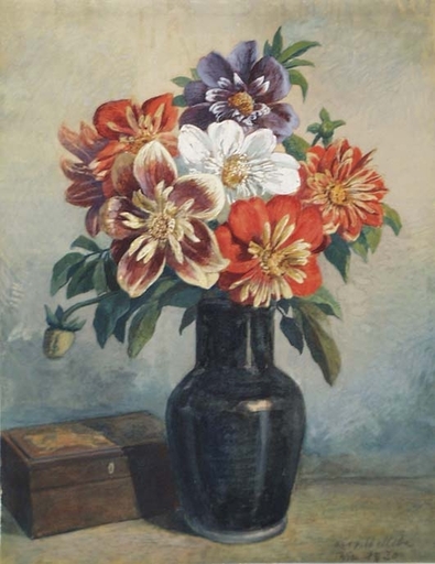 Leopold WELLEBA - Disegno Acquarello - "Flower Still Life" by Leopold Welleba, Watercolor, 1930