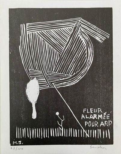 Michel SEUPHOR - 版画 - Fleur alarmée pour Arp