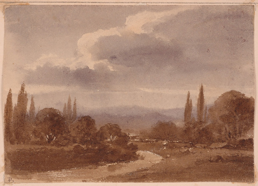 Laurent DEROY - Zeichnung Aquarell - Alpine Landscape, 1820's