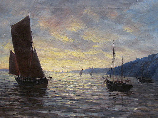 Max JENSEN - Gemälde - Sonnenuntergang auf der Elbe