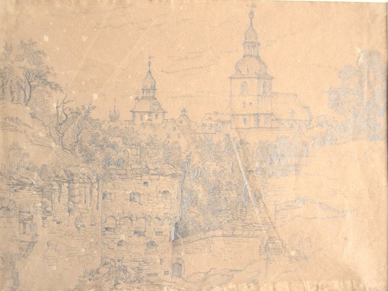 Domenico QUAGLIO - Drawing-Watercolor - City view