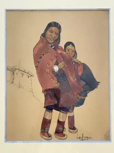 Léa LAFUGIE - Pittura - Gouache d'une femme et d'un enfant tibétain, Léa LAFUGIE (18