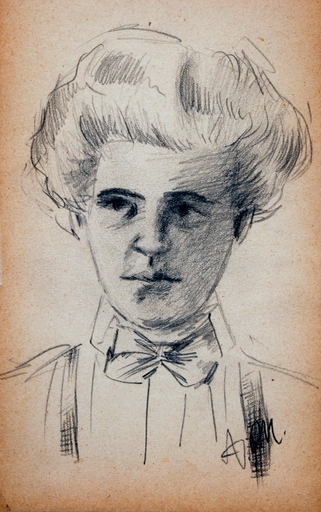 Adolph VON MENZEL - Zeichnung Aquarell - Untitled (Portrait of a Woman)