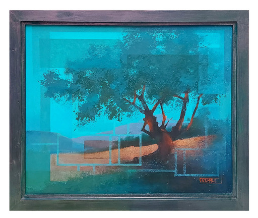 Eugène EECHAUT - Peinture - THE LONE TREE IN THE DUNES