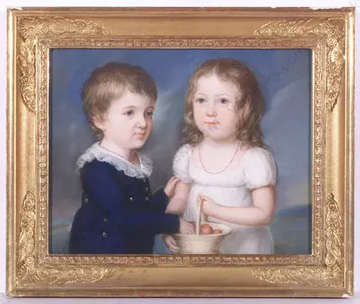 Joseph Friedrich A. DARBES - Drawing-Watercolor - "Little Brother and Sister", ca. 1800