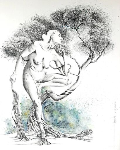 GIER - Zeichnung Aquarell - Eurydice, une dryade