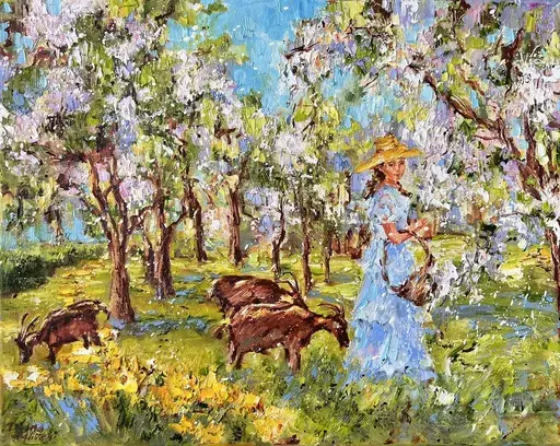 Diana MALIVANI - Pintura - In the Blooming Garden