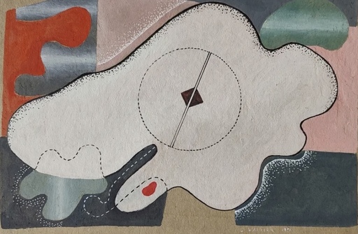 Georges VALMIER - Zeichnung Aquarell - Composition abstraite (Femme couchée) (1931)