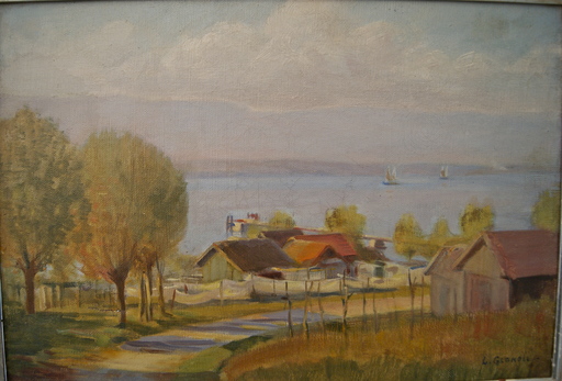 Louis Camille GIANOLI - Gemälde - Port de la Belotte, Vésenaz, Genève. Suisse