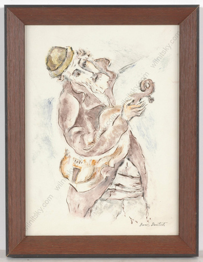 Boris DEUTSCH - Drawing-Watercolor - "Fiddler", watercolor, ca.1940