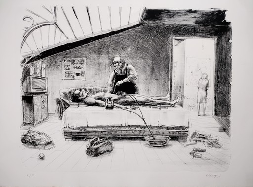 George MASKHARASHVILI - Drawing-Watercolor - Death Of My Friend