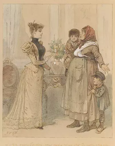 Louis Pierre Gabriel MOREL-RETZ - Disegno Acquarello - Genre Scene, Watercolor, late 19th Century