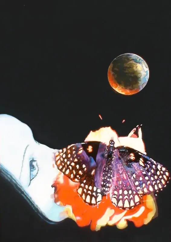 Augusto PODEROSI - Painting - UNA FARFALLA SULLA LUNA