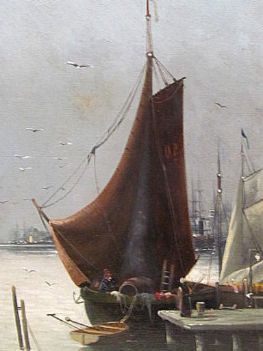 L. REBOURGEON - Peinture - Segelboote in der Lagune von Venedig