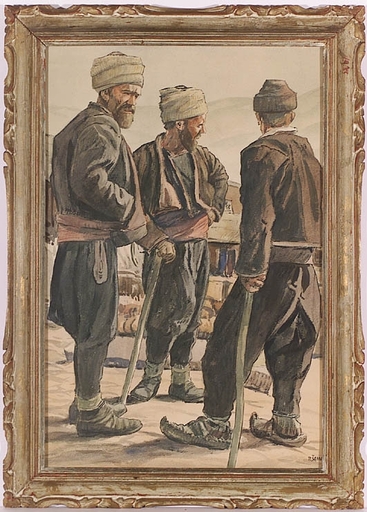 Petrus SAIN - Zeichnung Aquarell - "Bosnians" by Petrus Sinan Sain, 1910's