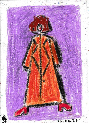 Harry BARTLETT FENNEY - Drawing-Watercolor - orange coat, dorothy shoes 2 (16 08 21)