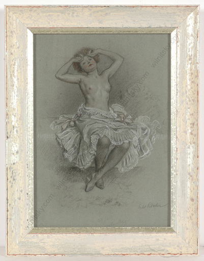 Rudolf RÖSSLER - Dibujo Acuarela - "Beautiful semi-nude", drawing, ca. 1900