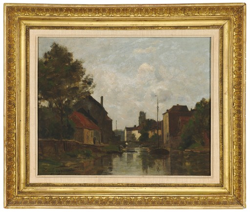 Charles François DAUBIGNY - Painting - les bords de l Yonne ou le Canal