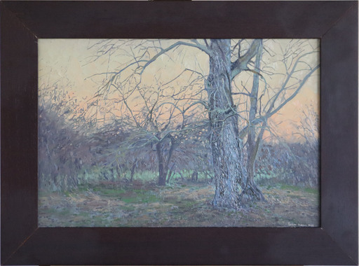 Simon L. KOZHIN - Painting - April evening near the poplar