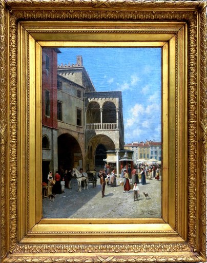 Jacques François CARABAIN - 绘画 - Padova - Piazza dei frutti - Cantòn delle busìe