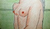 Francisco VIDAL - Drawing-Watercolor - Girl nude  on profile