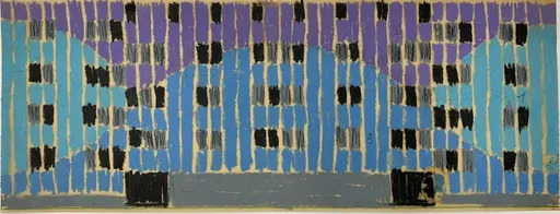 Bernard LASSUS - Zeichnung Aquarell - Etude d'ambiance - coloration d'un quartier Marseille 