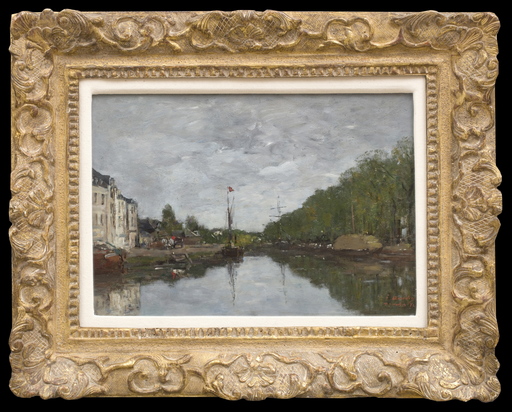 Eugène BOUDIN - Painting - Bruxelles, le canal de l'allée verte