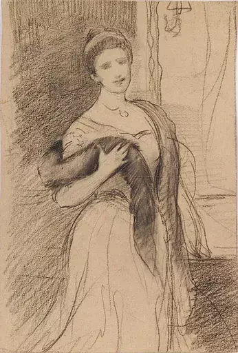 Charles HERMANS - Zeichnung Aquarell - "Female Portrait", ca 1900 