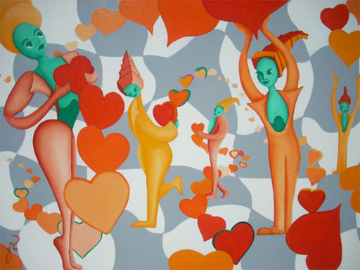 Gilda RICHET - Painting - Il faudrait offrir son coeur