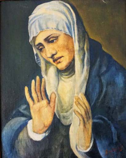 Angeles BENIMELLI - Painting - "La Dolorosa with open hands from BENIMELI"