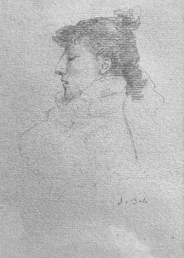 Jules BASTIEN-LEPAGE - Disegno Acquarello - Study for Portrait of Sarah Bernhardt