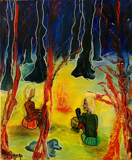 Bernard PINEAU - Painting - H128 Concentration en flammes