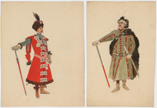 Rudolf HAFNER - 水彩作品 - "Two stage costume designs" watercolors, 1920s