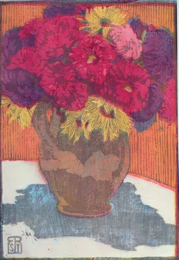 Elly BERNET-STUDER - Print-Multiple - Autumn Asters in a Vase