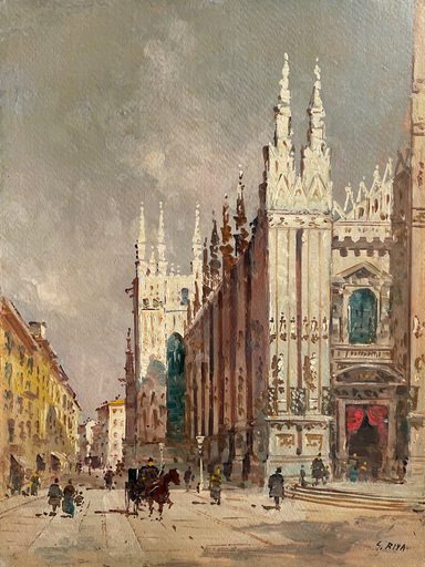 Giovanni RIVA - Painting - Milano, il Duomo